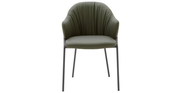ARMLEHNSTUHL  in Echtleder pigmentiert  - Anthrazit/Grün, Design, Leder (55/84/55cm) - Belluti