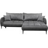ECKSOFA Grau Velours  - Schwarz/Grau, Design, Textil/Metall (260/189cm) - MID.YOU