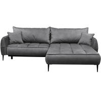 ECKSOFA in Velours Grau  260/189 cm  - Schwarz/Grau, Design, Textil/Metall (260/189cm) - MID.YOU