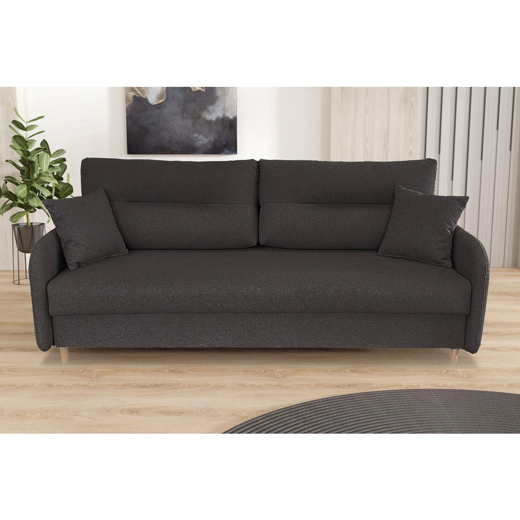 Thumbnail - Mid.you Schlafsofa, Grau, Textil, 2-Sitzer, Füllung: Polyurethan (PUR),Polyurethan (Pur), 206x88x93 cm, Made in EU, Lieg...