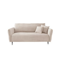 3-SITZER-SOFA in Cord Beige  - Beige/Schwarz, Design, Textil/Metall (201/97/102cm) - Livetastic
