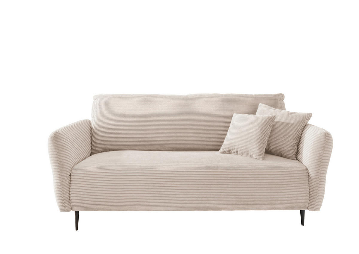 3-SITZER-SOFA in Cord Beige  - Beige/Schwarz, Design, Textil/Metall (201/97/102cm) - Livetastic