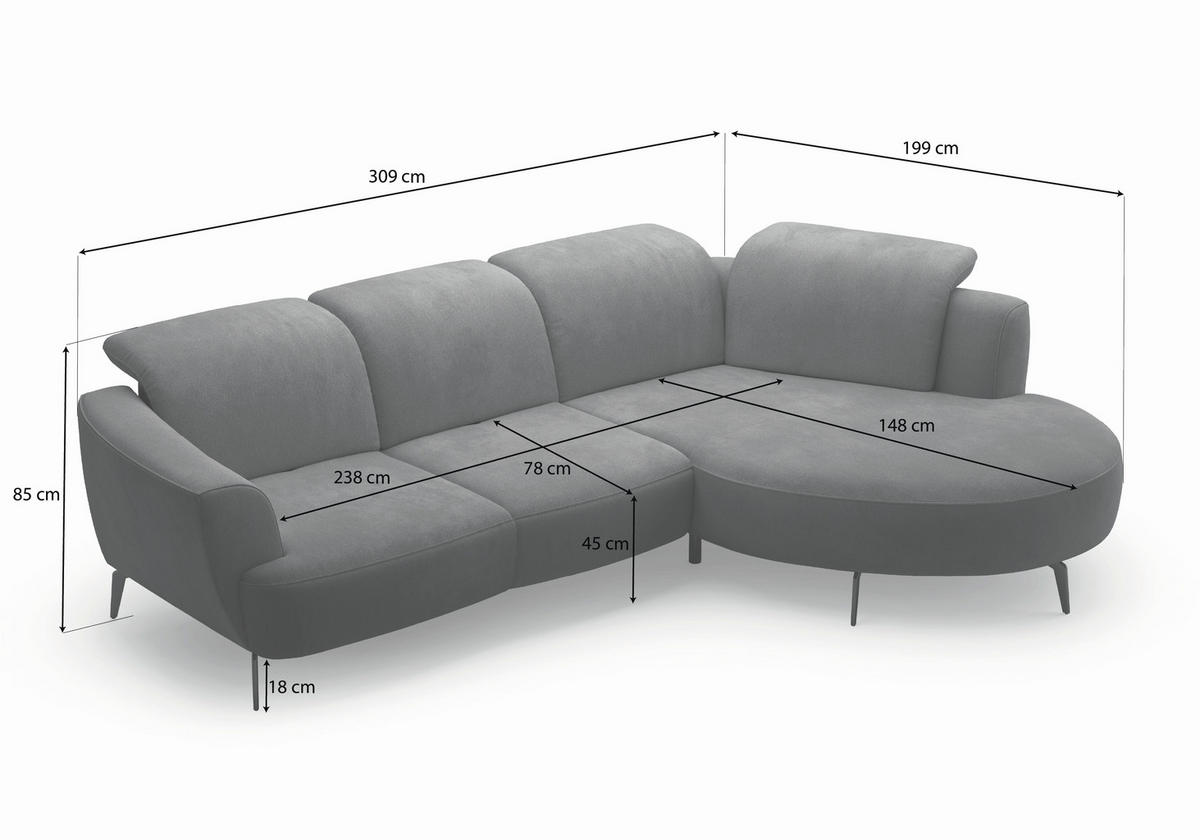 ECKSOFA in Flachgewebe Olivgrün  309/199 cm  - Schwarz/Olivgrün, KONVENTIONELL, Textil/Metall (309/199cm) - Sit & More