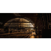 ALUMINIUMBILD Architektur, Sonnenuntergang 98/48 cm  - Goldfarben/Schwarz, Design, Kunststoff/Metall (98/48cm)