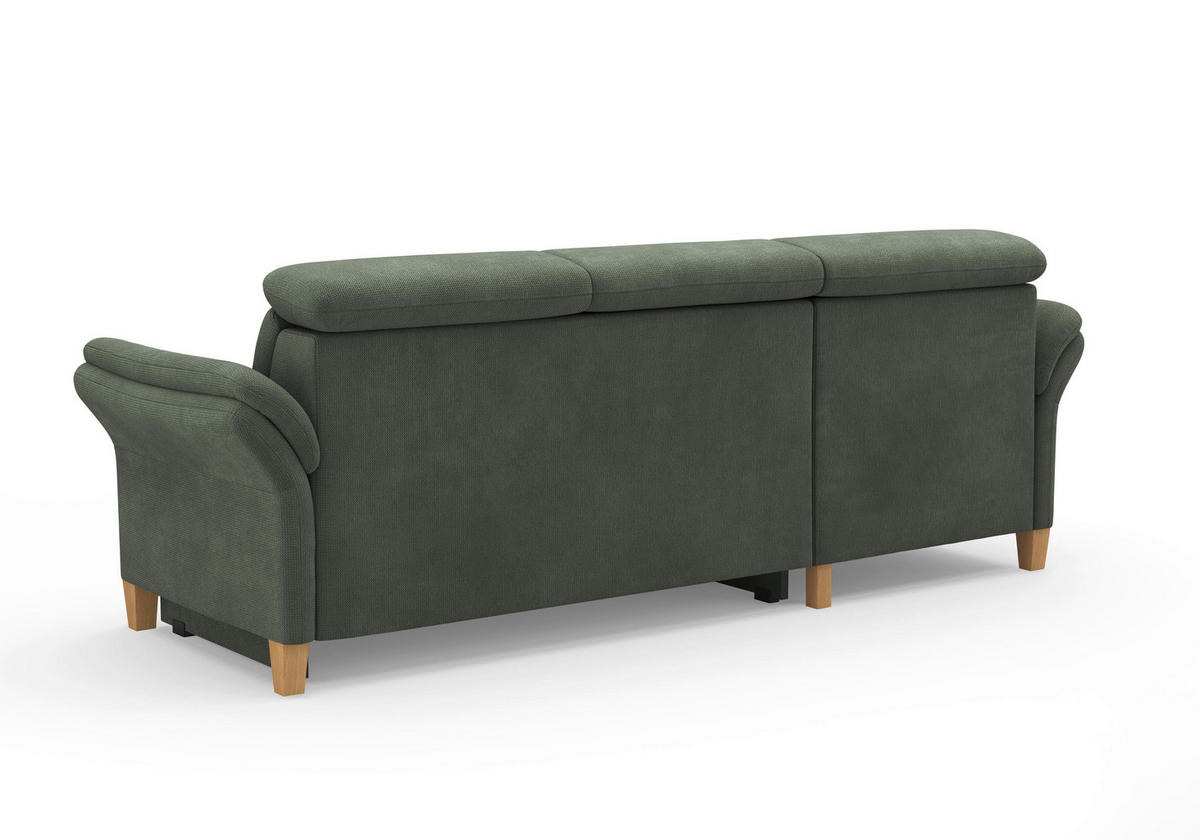 ECKSOFA GLENDALE E Dunkelgrün Flachgewebe  - Dunkelgrün/Eichefarben, KONVENTIONELL, Holz/Textil (166/253cm) - Sit & More