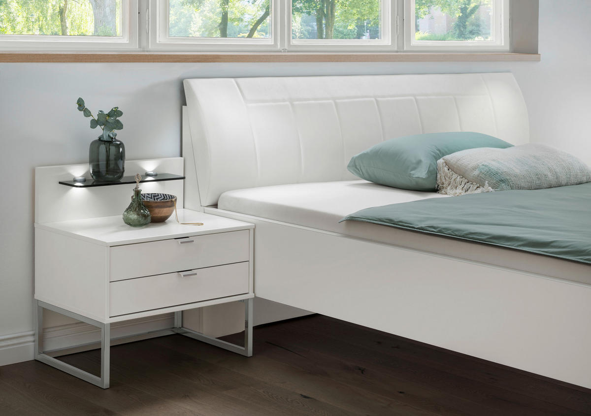 BETT 120/200 cm  in Weiss   - Chromfarben/Weiss, Konventionell, Holzwerkstoff/Textil (120/200cm) - Dieter Knoll