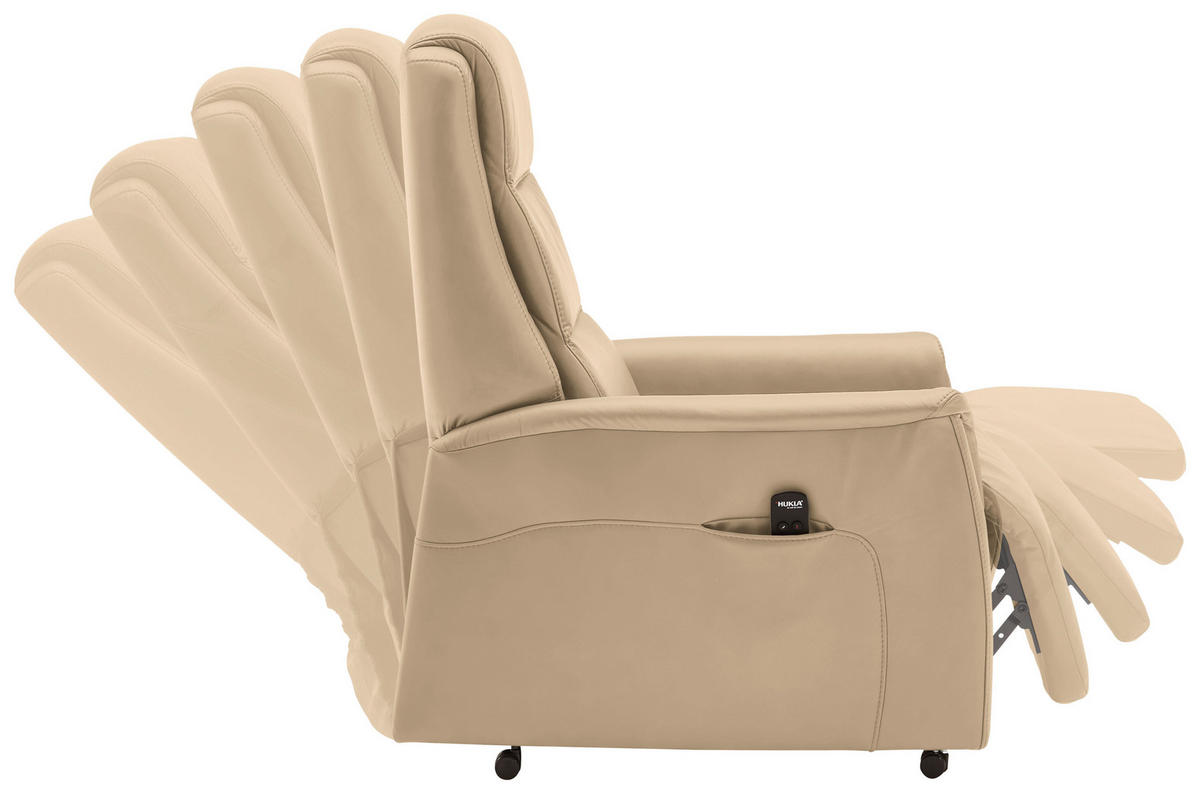 FERNSEHSESSEL Valdera  mit Relaxfunktion, Aufstehhilfe, Rücken echt Echtleder Beige  - Beige/Schwarz, KONVENTIONELL, Leder/Kunststoff (70/107/88cm) - Livetastic