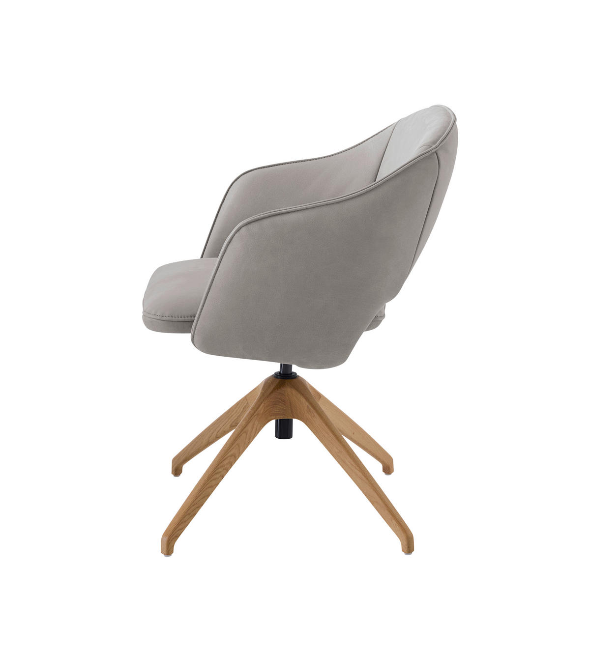 ARMLEHNSTUHL  in Echtleder naturbelassen  - Wildeiche/Grau, Design, Leder/Holz (63/74-90/57-73cm) - Koinor