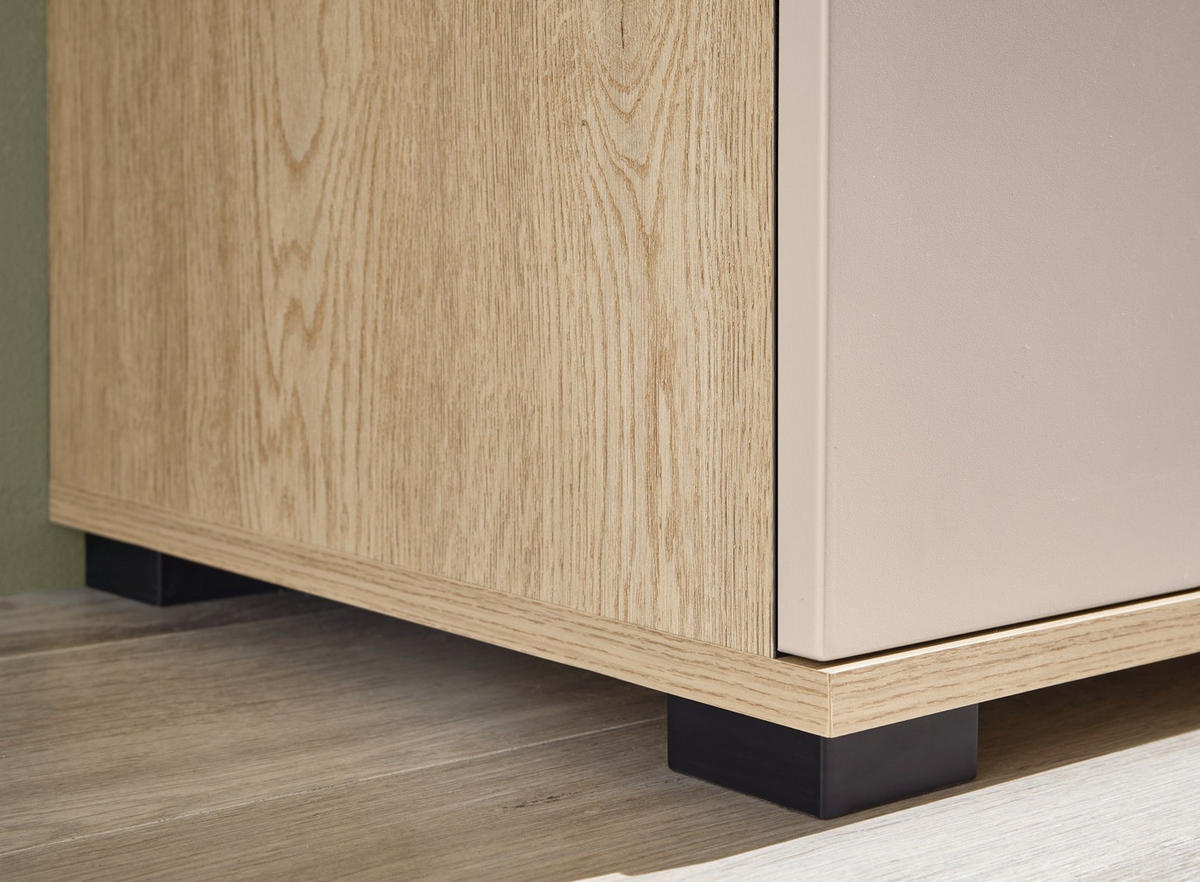 SIDEBOARD  150/86/42 cm 4 Schublade(n)  - Eichefarben/Schwarz, Design, Glas/Holzwerkstoff (150/86/42cm) - Livetastic