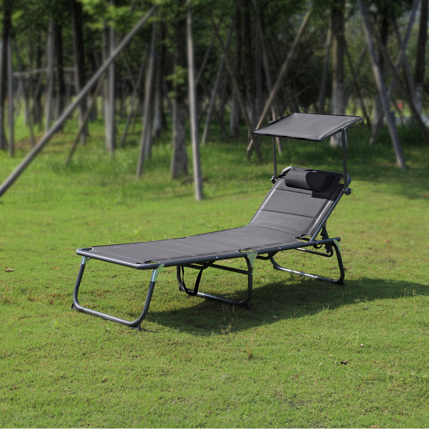 GARTENLIEGE 70/36/200 cm  - Dunkelgrau/Anthrazit, Basics, Textil/Metall (70/36/200cm) - Modante
