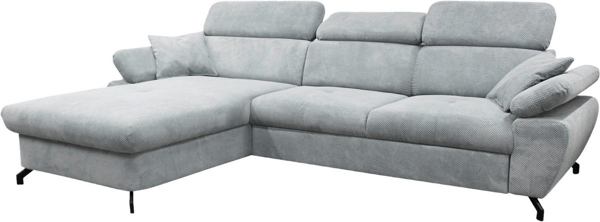 ECKSOFA OMEGA in Chenille Grau  186/280 cm  - Schwarz/Grau, Design, Textil/Metall (186/280cm) - MID.YOU