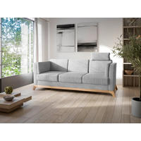3-SITZER-SOFA in Flachgewebe Silberfarben  - Eichefarben/Silberfarben, Konventionell, Holz/Textil (213/84/93cm) - Sit & More