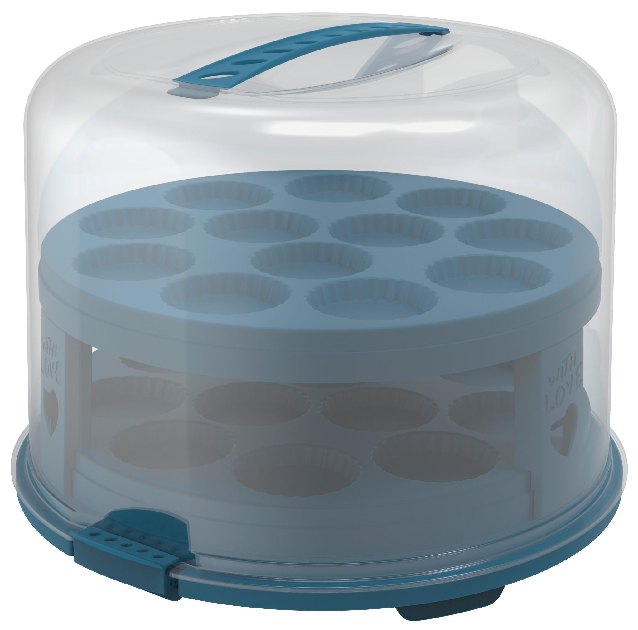 KUCHENTRANSPORTBOX - Blau/Transparent, Basics, Kunststoff (35,5/34,5/26cm) - Rotho