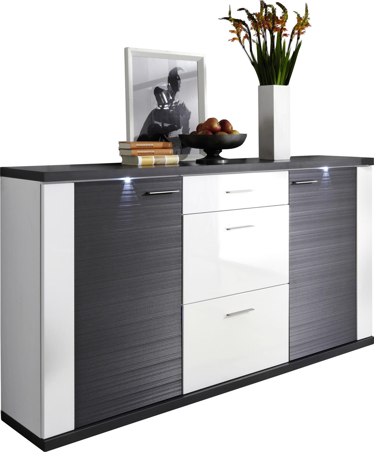 SIDEBOARD  in 194/107/42 cm  - Chromfarben/Graphitfarben, Design, Holzwerkstoff (194/107/42cm) - Xora