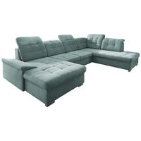 WOHNLANDSCHAFT Mikrofaser Mintgrün  - Chromfarben/Mintgrün, Design, Kunststoff/Textil (169/330/212cm) - Livetastic