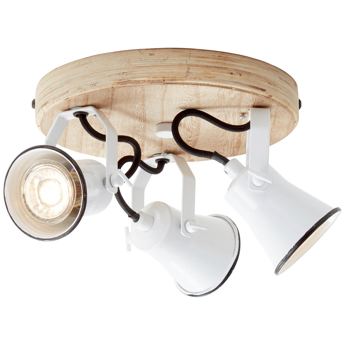 DECKENLEUCHTE  28/13 cm    - Weiss, Natur, Holz/Metall (28/13cm) - Brilliant