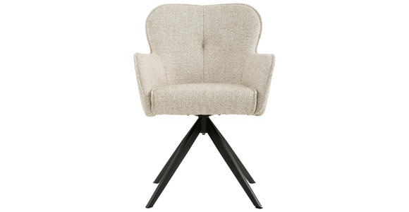 ARMLEHNSTUHL in Eisen Webstoff - Beige/Schwarz, Design, Textil/Metall (62/88/65cm) - Novel