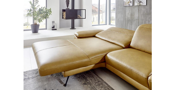 ECKSOFA in Echtleder Hellbraun 328/193 cm - Hellbraun/Schwarz, Design, Leder/Metall (328/193cm) - Dieter Knoll
