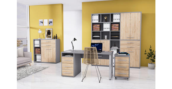 SIDEBOARD Texas  in 116,5/110/40 cm  - Dunkelgrau/Alufarben, MODERN, Holzwerkstoff/Kunststoff (116,5/110/40cm) - Novel