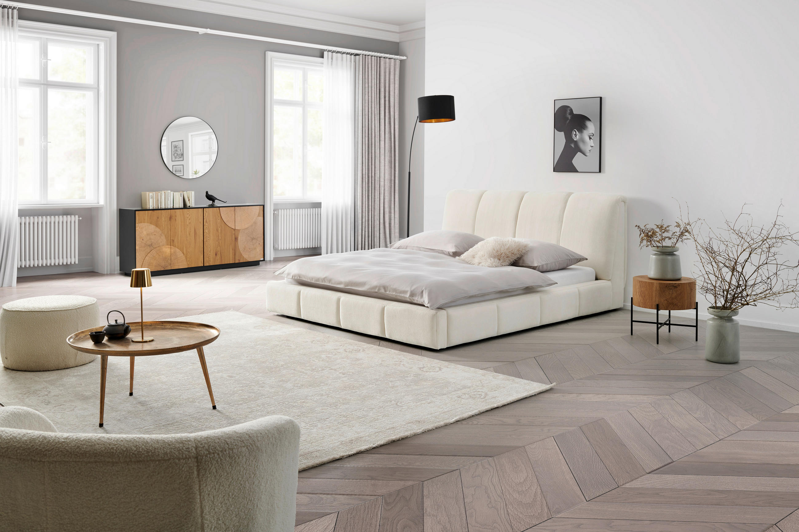 Livetastic ČALÚNENÁ POSTEĽ, 180/200 cm, biela