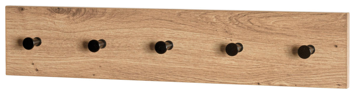 ZIDNI ČIVILUK  crna, boja hrasta  metal, pločasti materijal  - boja hrasta/crna, Osnovno, metal/pločasti materijal (60/12/5cm)