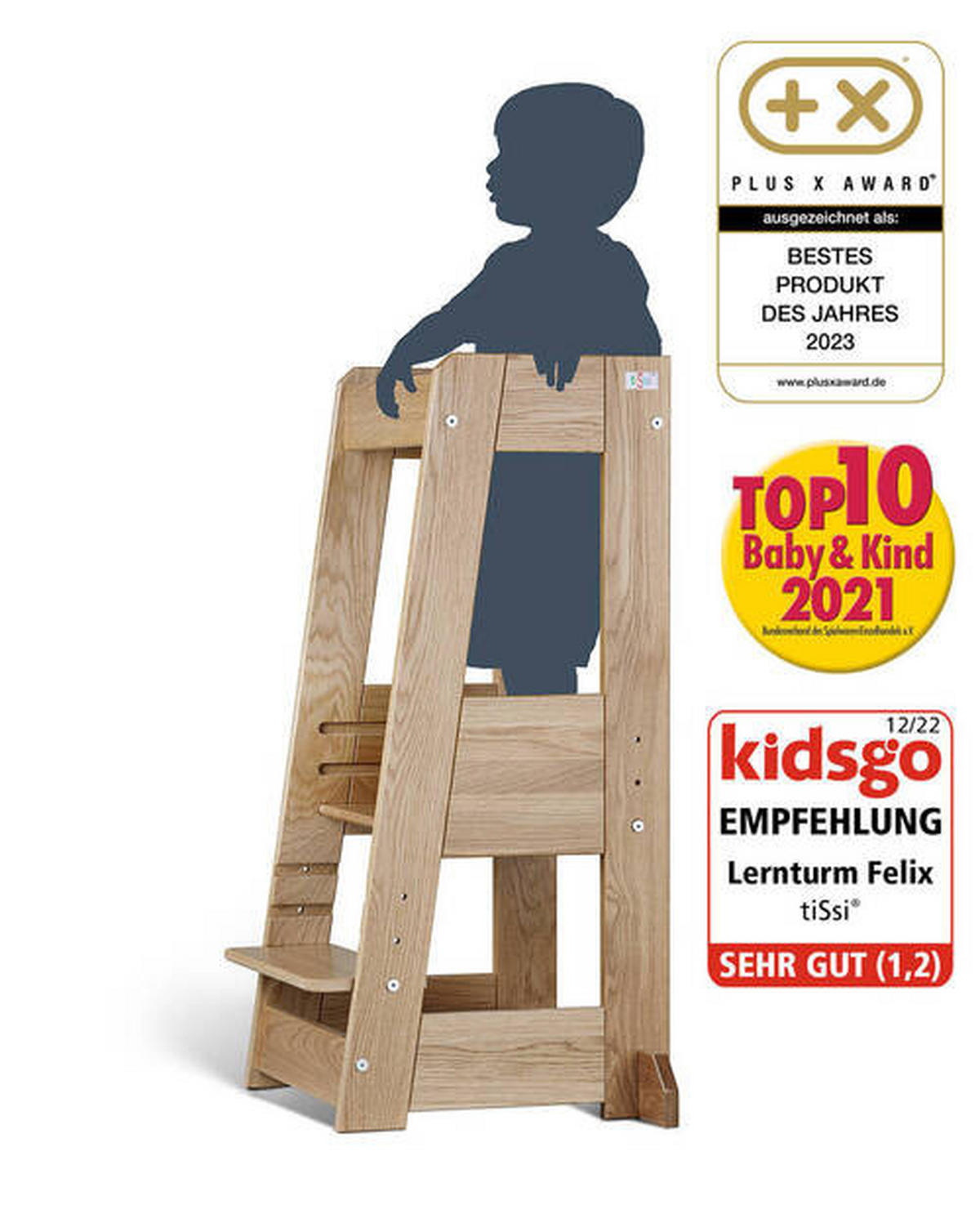 LERNTURM Felix  - Eichefarben, Basics, Holz (40/91/45cm) - tiSsi