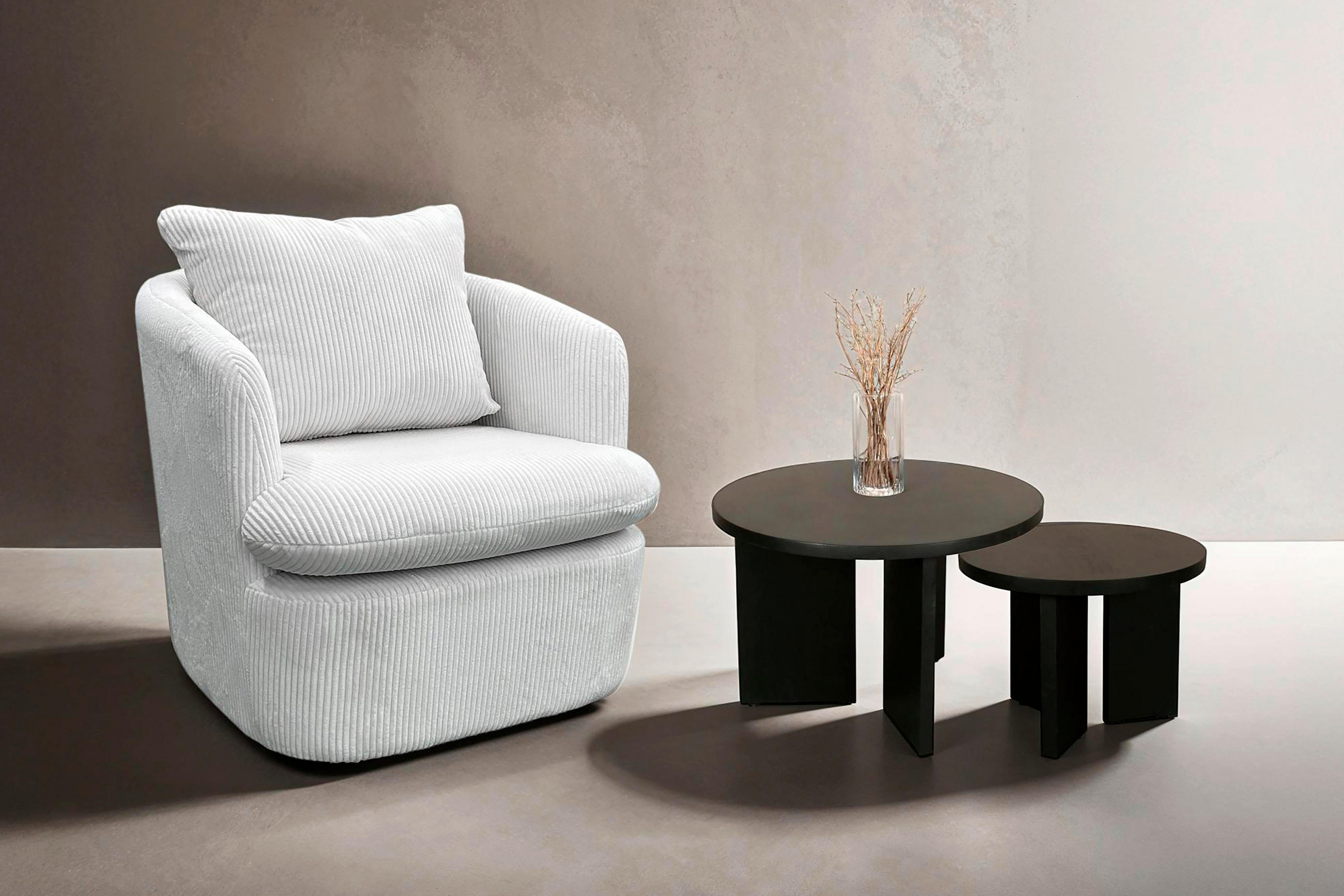 COUCHTISCH Akazie massiv rund Schwarz  - Schwarz, Design, Holz (40/60/30/41/40/60cm) - MID.YOU