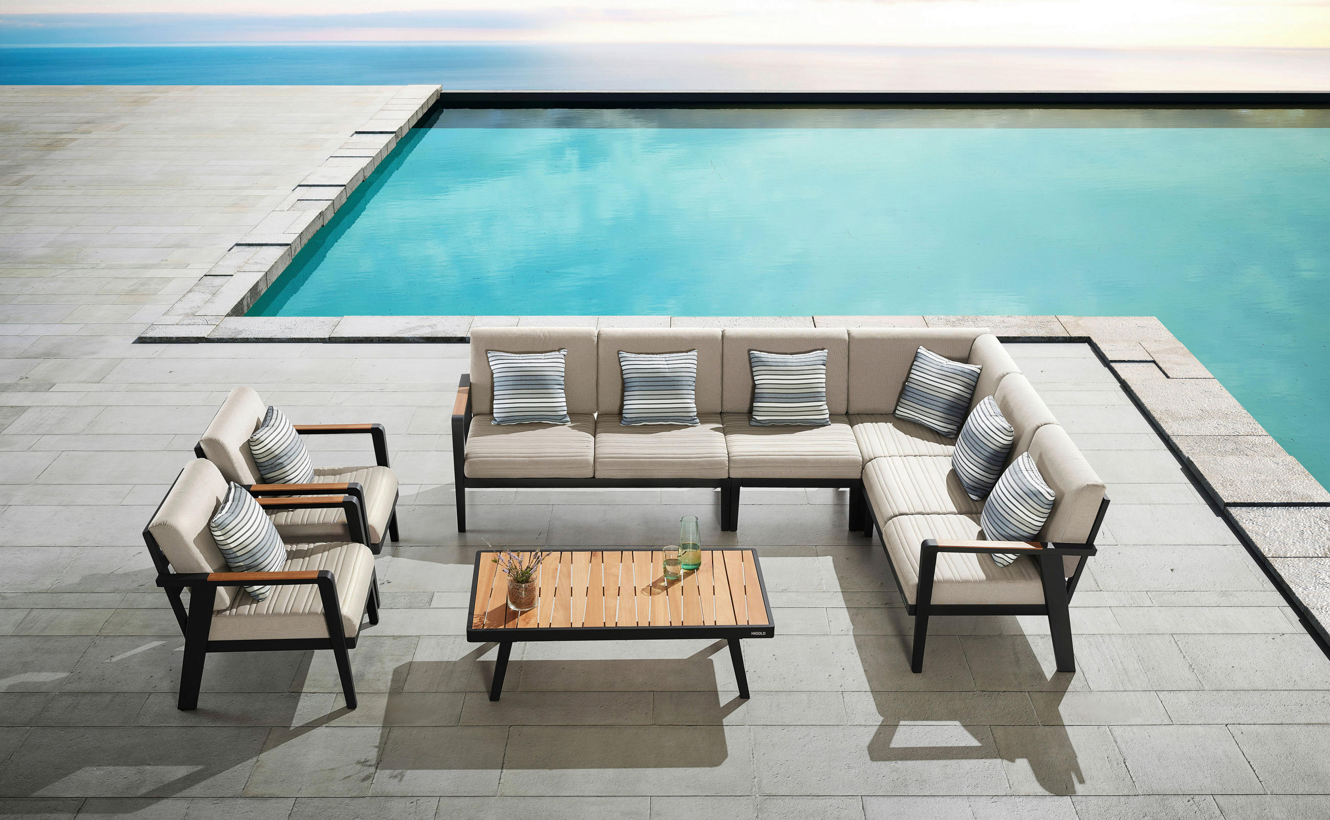 Thumbnail - Ambia Garden Gartensessel, Anthrazit, Hellgrau, Holz, Metall, Textil, Teakholz, vollmassiv, konisch, 56x80x63 cm, Garten...