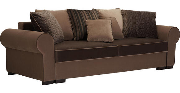 BIGSOFA in Textil Braun - Braun, ROMANTIK / LANDHAUS, Kunststoff/Textil (256/74-90/106cm) - Hom`in