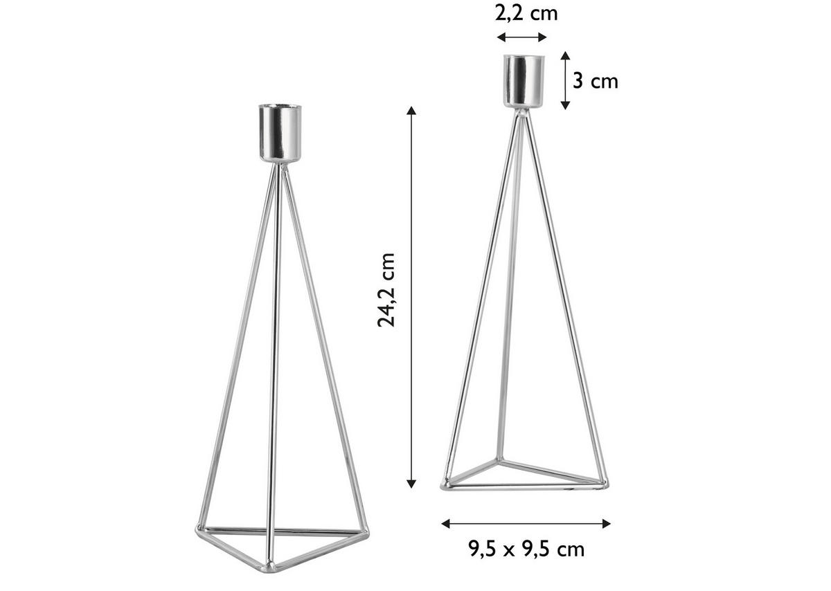 KERZENHALTER-SET - Silberfarben, Basics, Metall (9,5/24,2cm) - Echtwerk