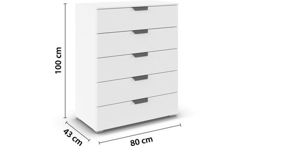 KOMMODE  in 80/100/43 cm  - Dunkelgrau/Weiß, Design, Holzwerkstoff/Metall (80/100/43cm) - Carryhome