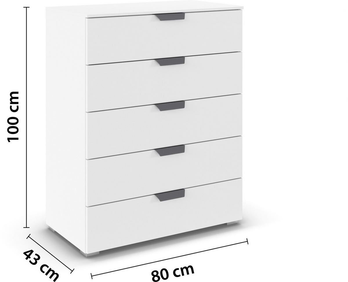 KOMMODE  in 80/100/43 cm  - Dunkelgrau/Weiß, Design, Holzwerkstoff/Metall (80/100/43cm) - Carryhome