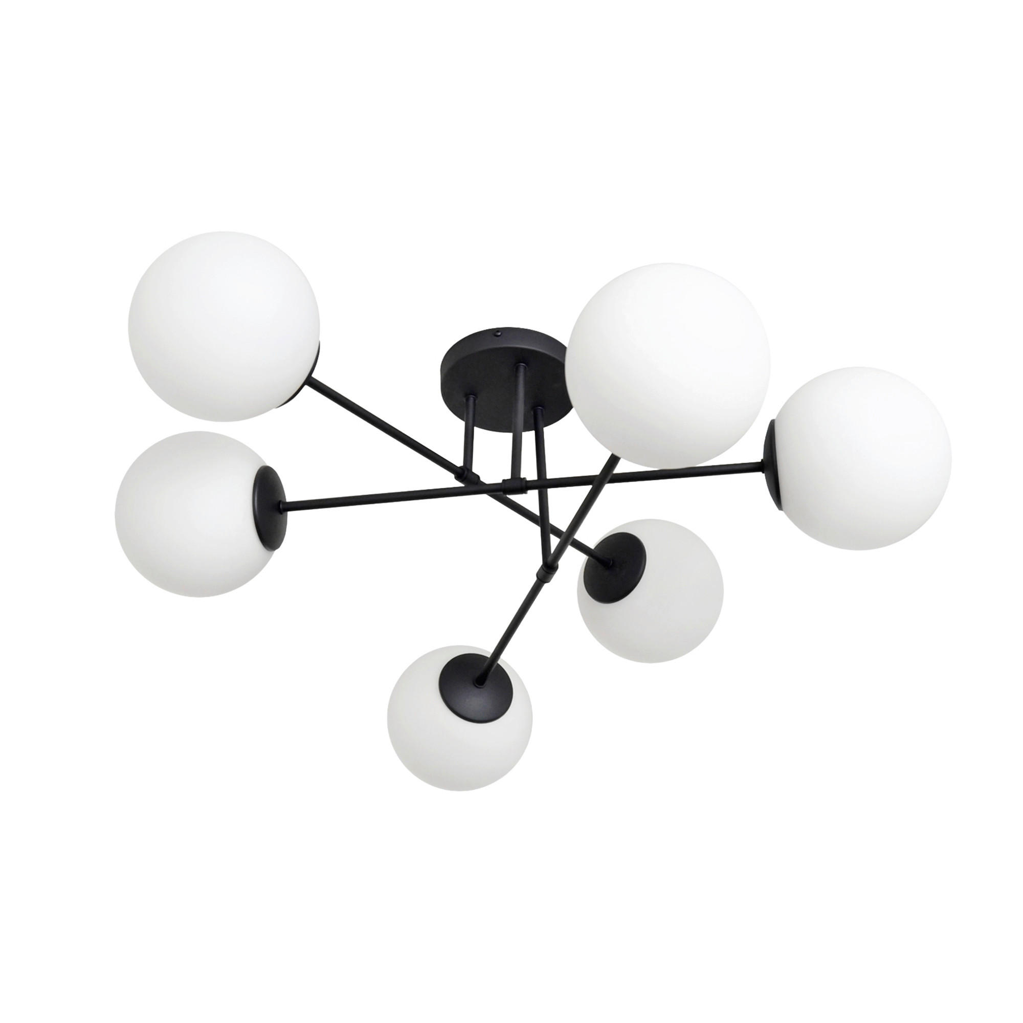 DECKENLEUCHTE    76/76/31 cm  - Schwarz/Weiß, Design, Glas/Metall (76/76/31cm)