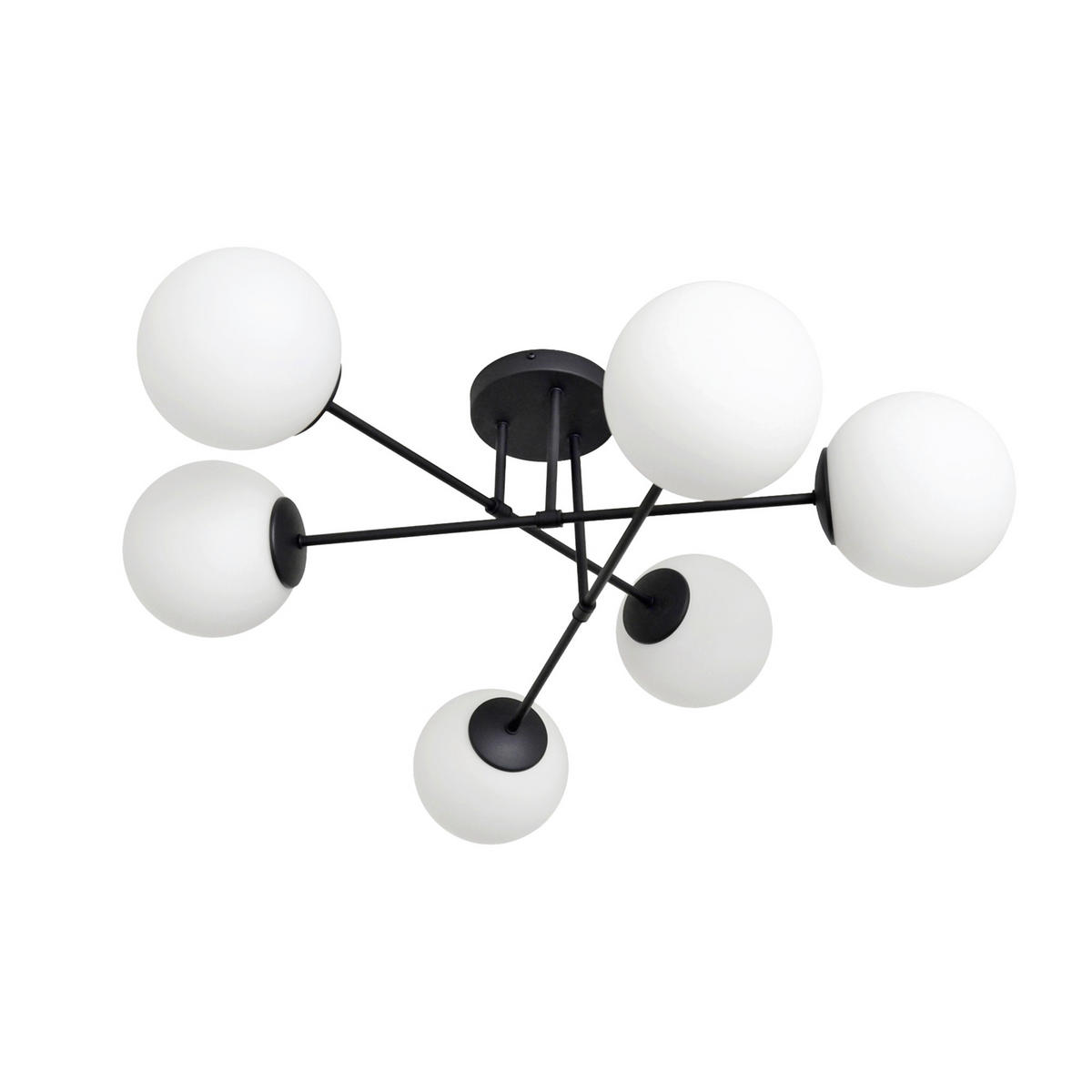 DECKENLEUCHTE    76/76/31 cm  - Schwarz/Weiß, Design, Glas/Metall (76/76/31cm)