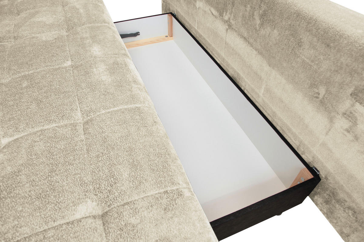 SCHLAFSOFA Chenille Creme  - Creme/Schwarz, KONVENTIONELL, Textil/Metall (203/94/96cm) - Carryhome