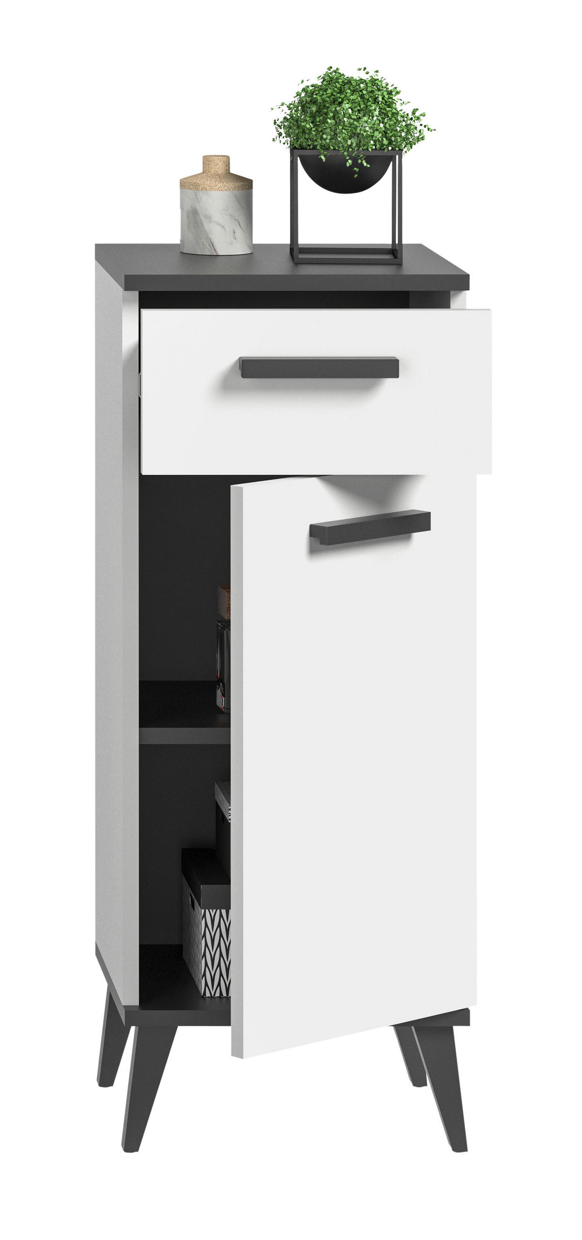UNTERSCHRANK 34/87/31 cm   - Weiß/Grau, MODERN, Holzwerkstoff/Kunststoff (34/87/31cm) - MID.YOU
