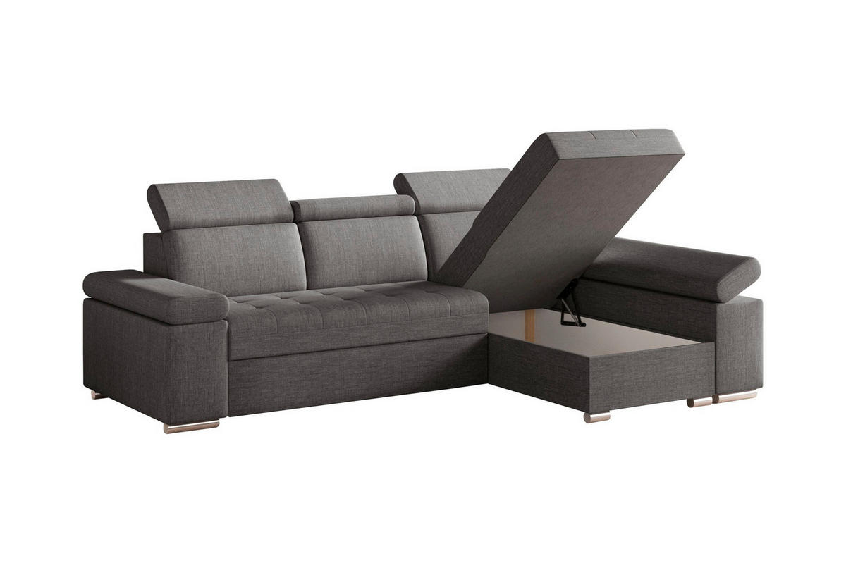 ECKSOFA TORONTO in Webstoff Grau  - Silberfarben/Grau, Design, Kunststoff/Textil (260/168cm) - MID.YOU