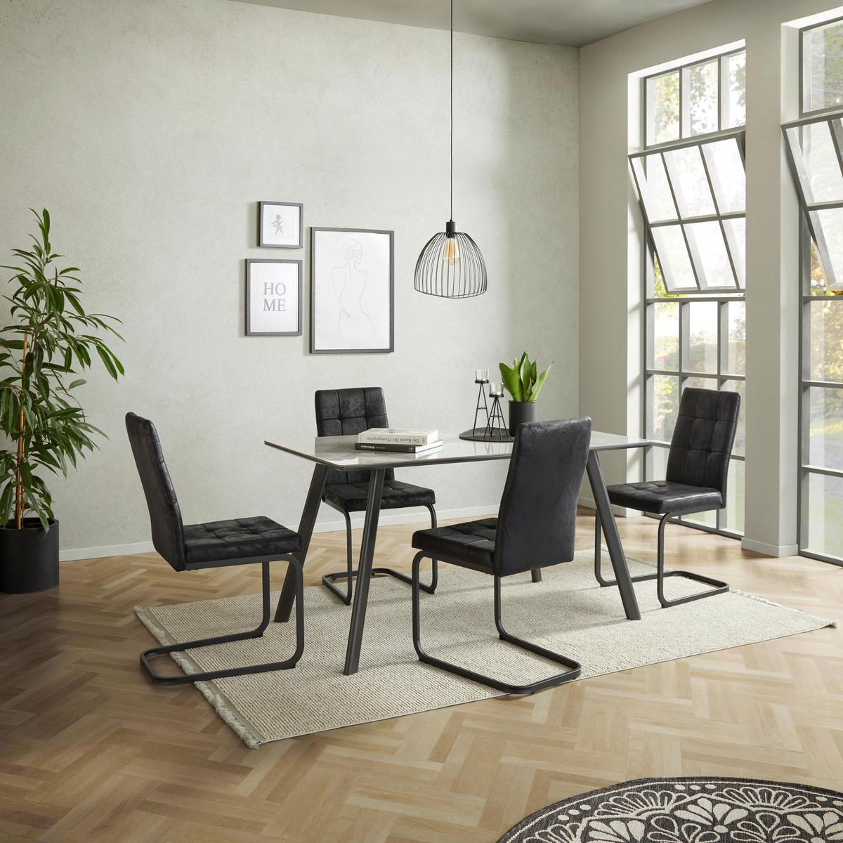 STUHL  in Eisen Webstoff Metall, Textil  - Schwarz, MODERN, Textil/Metall (43/92/56cm) - MID.YOU
