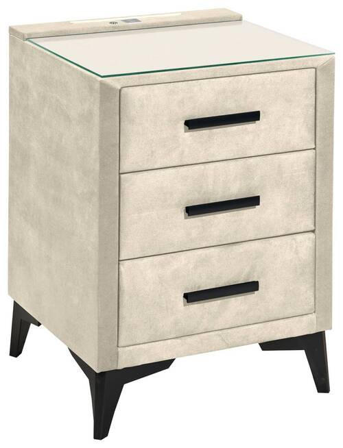 NACHTKÄSTCHEN 47/70/51 cm  in Creme  - Creme/Schwarz, Konventionell, Glas/Kunststoff (47/70/51cm) - Boxxx
