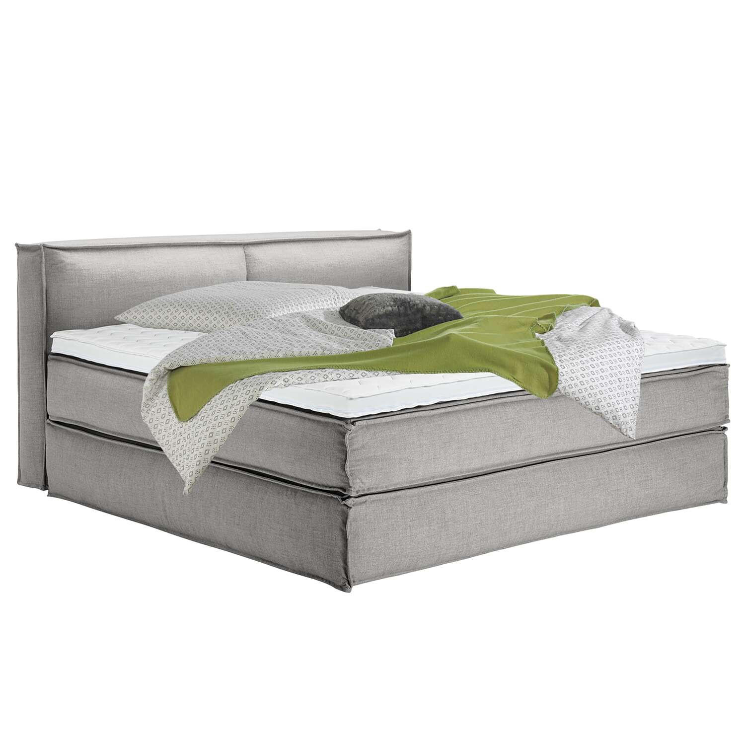 BOXSPRINGBETT 200/200 cm in Hellgrau - Hellgrau/Schwarz, Design, Textil (200/200cm) - home24