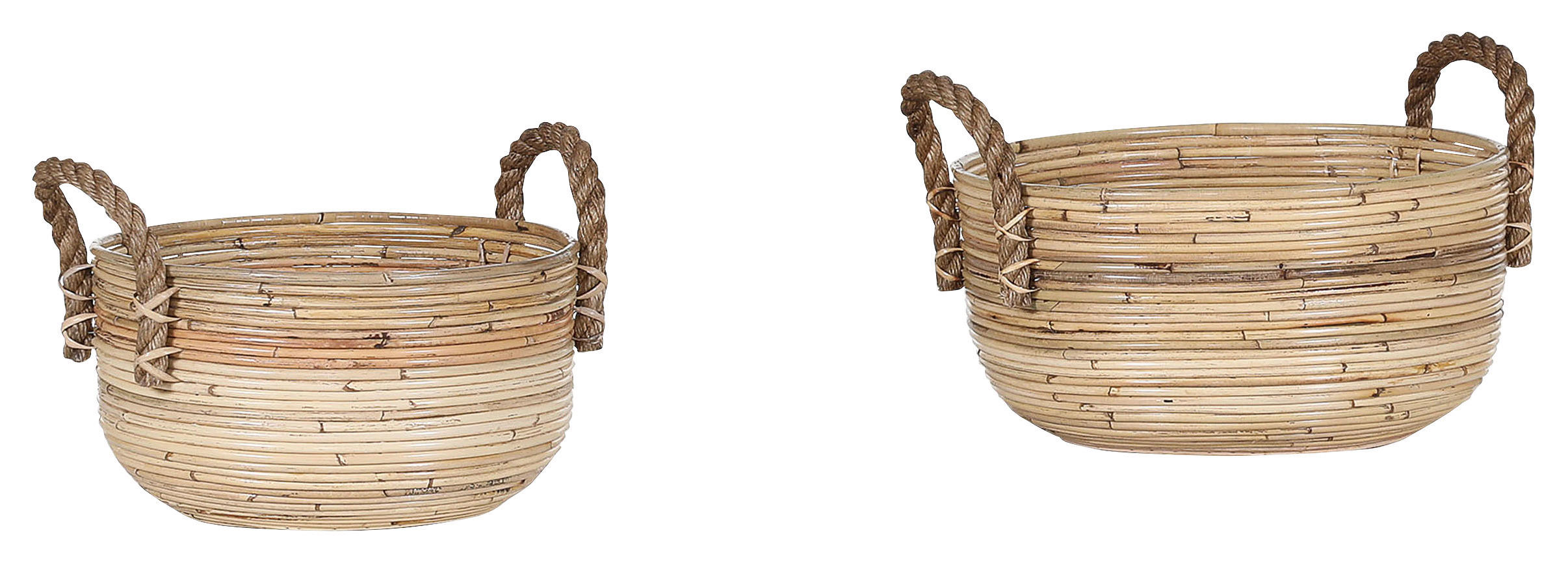 KORBSET 2-teilig  - Naturfarben, Trend, Holz (40/26cm)