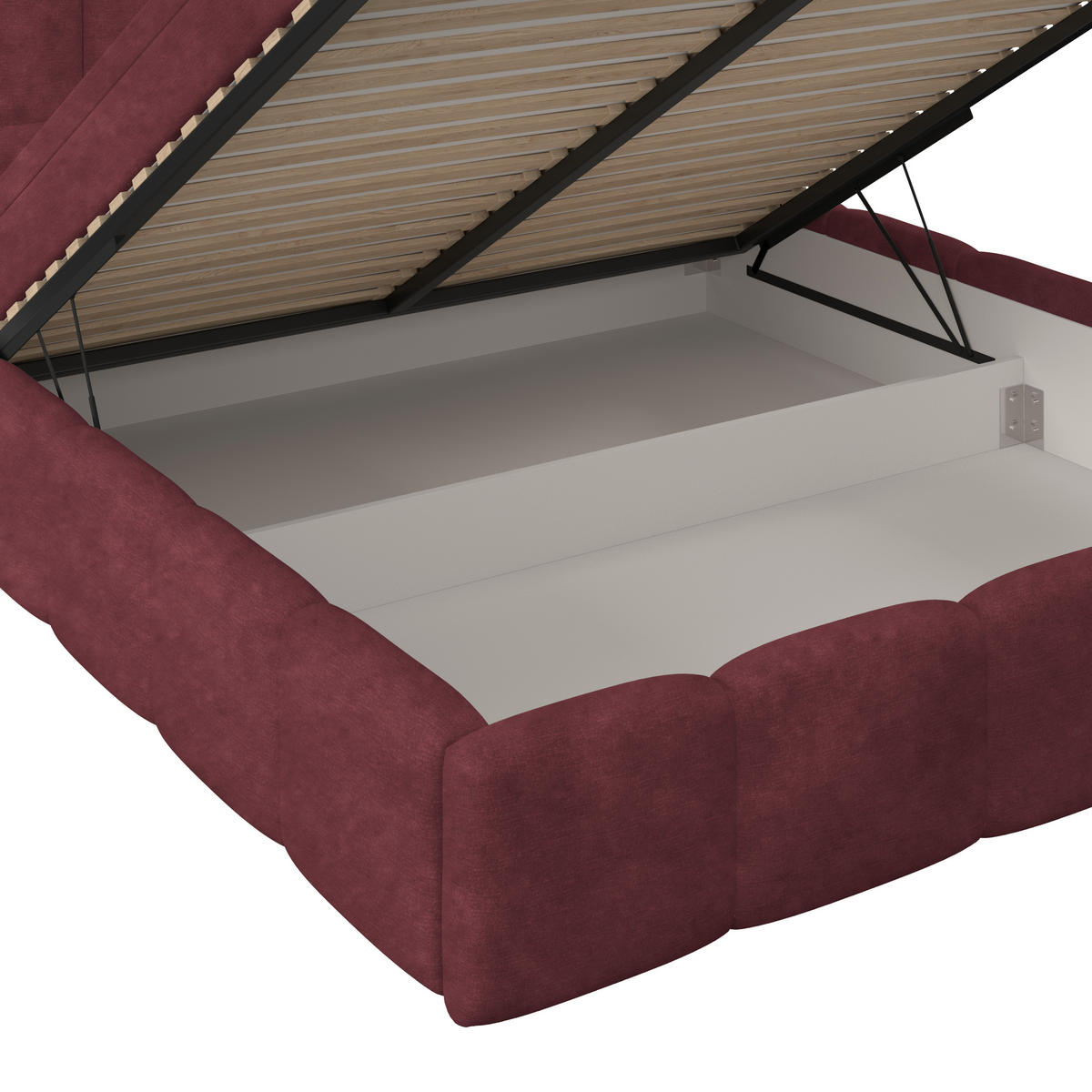 POLSTERBETT 160/200 cm,  in Bordeaux, Matratze, Bettkasten, H3 = fest  - Bordeaux/Schwarz, Trend, Kunststoff/Textil (160/200cm)