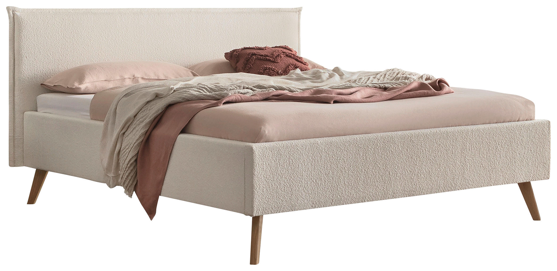 POLSTERBETT Weiß, Eichefarben 180/200 cm  - Eichefarben/Weiß, Design, Holz/Textil (180/200cm) - Hasena