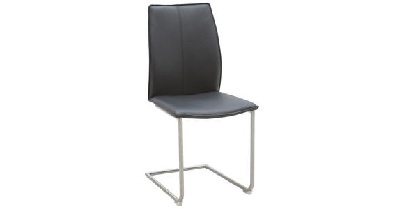 SCHWINGSTUHL in Edelstahl Echtleder pigmentiert - Edelstahlfarben/Schwarz, Design, Leder/Metall (46/93/56cm) - Dieter Knoll