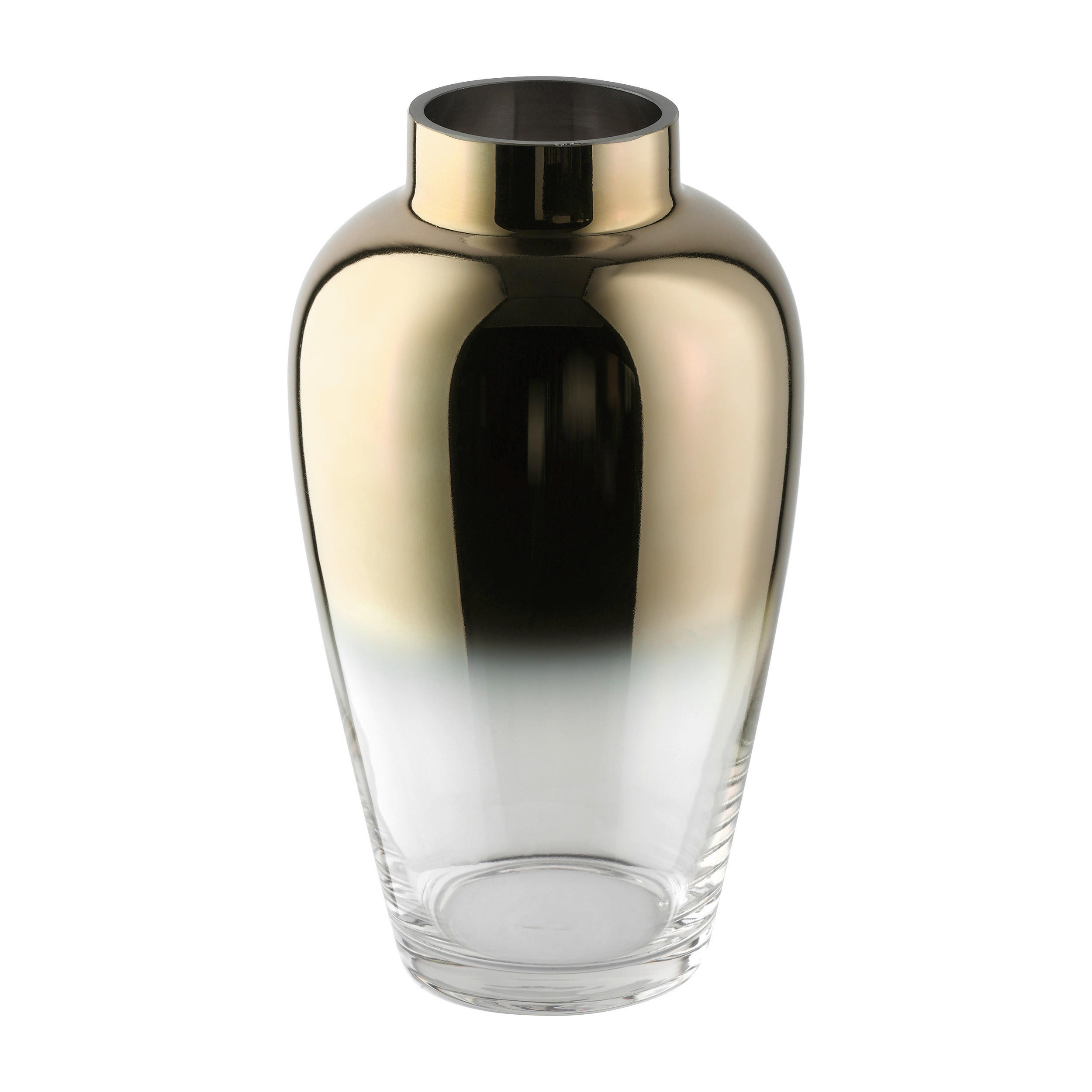 VASE  - Transparent/Goldfarben, LIFESTYLE, Glas (15,5/27cm)