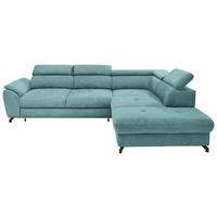 ECKSOFA inkl. Funktion Blau Webstoff  - Blau/Schwarz, Design, Textil/Metall (277/237cm) - Stylife