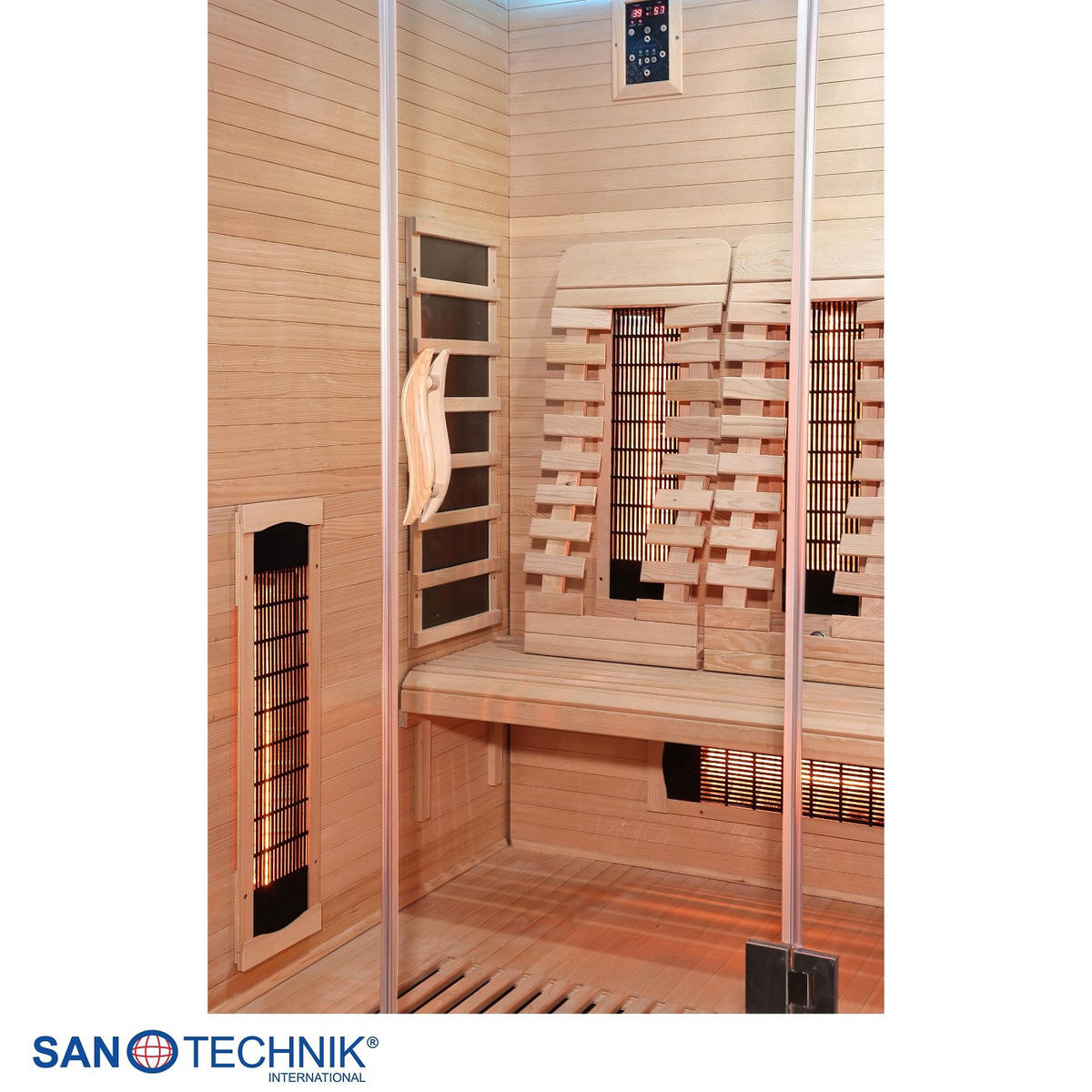 INFRAROTKABINE für 3 Personen OPEN  - Naturfarben, KONVENTIONELL, Holz (150/120/200cm) - Sanotechnik
