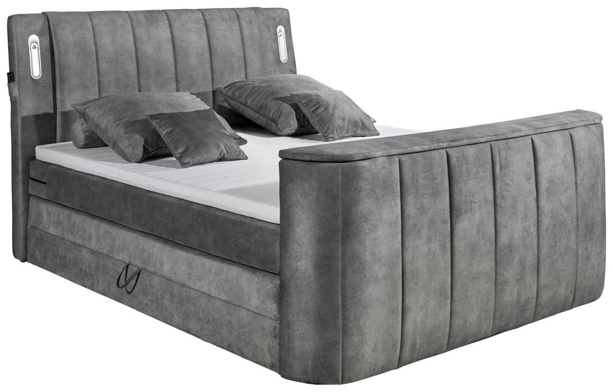 BOXSPRING KREVET    180/200 cm  - siva, Moderno, drvni materijal/tekstil (180/200cm) - MID.YOU