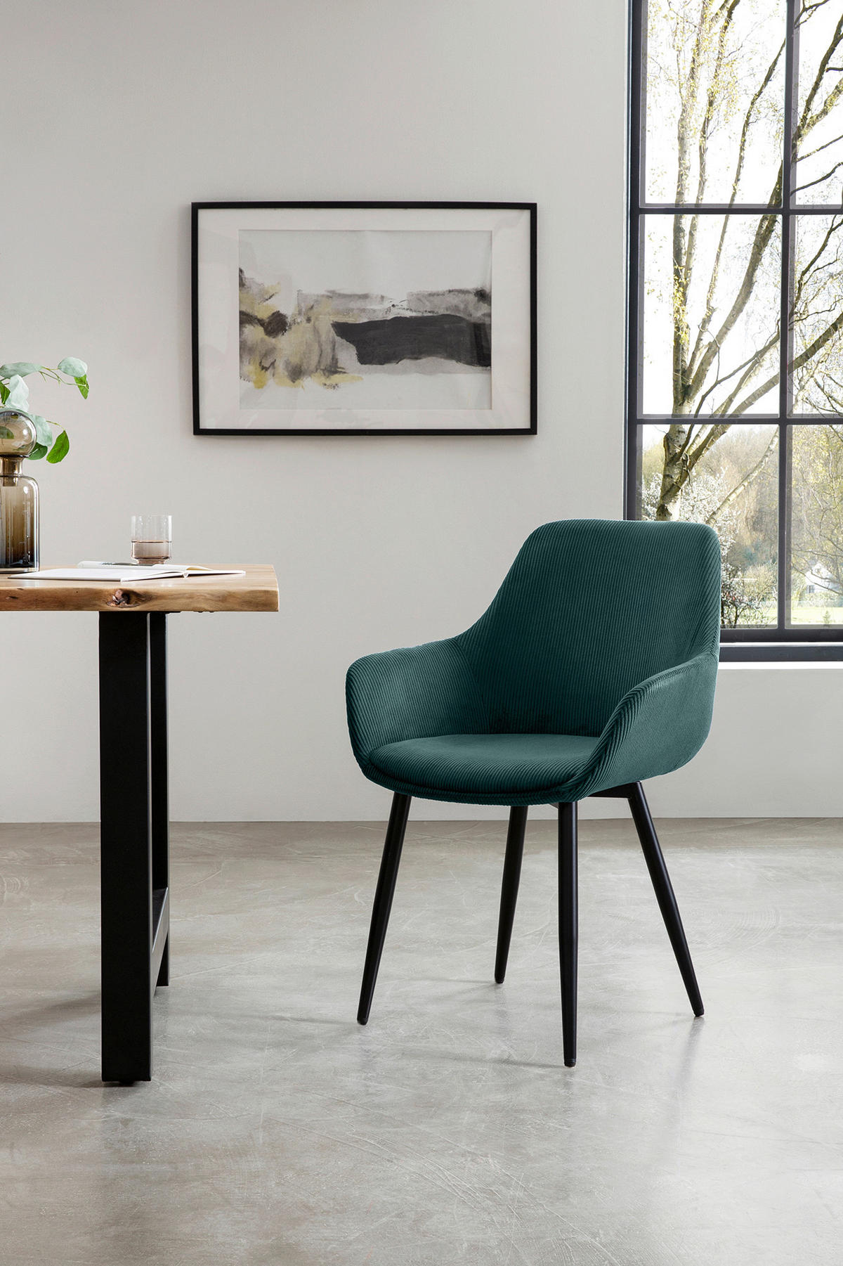 TISCHGRUPPE Grün, Naturfarben  - Naturfarben/Grün, MODERN, Holz/Textil (160/85/76,5cm) - Livetastic