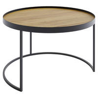 COUCHTISCH Eiche massiv 50/50/39 cm rund Schwarz, Eichefarben  - Eichefarben/Schwarz, Design, Holz (50/50/39cm) - Novel